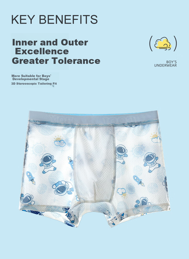 Basic House Boys' Modal Boxer Briefs Summer Thin Ice Silk Shorts 2026 New Kids Underwear 8