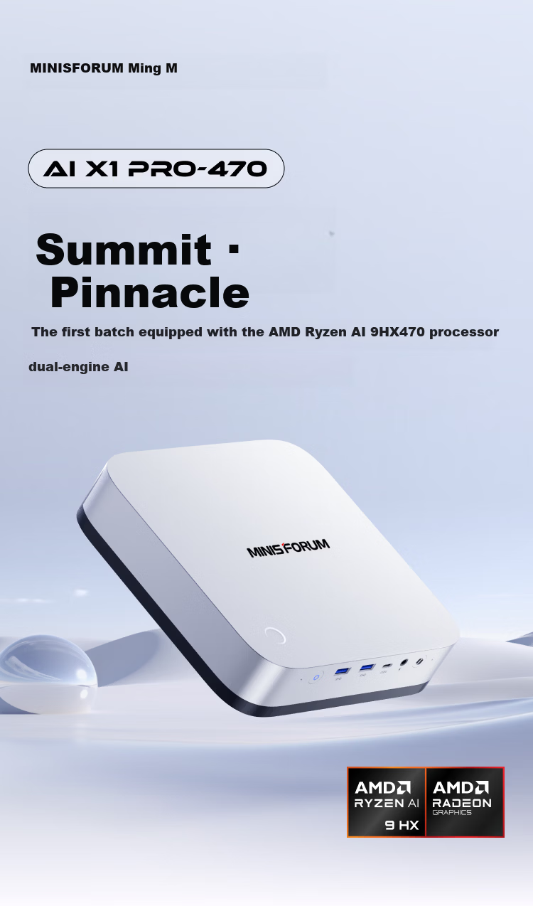 Mingfan X1 Pro-470 Flagship AMD Ryzen AI9 HX 470 AI Mini PC Desktop Mini Host Gaming Office Barebone System Without RAM and Storage 1