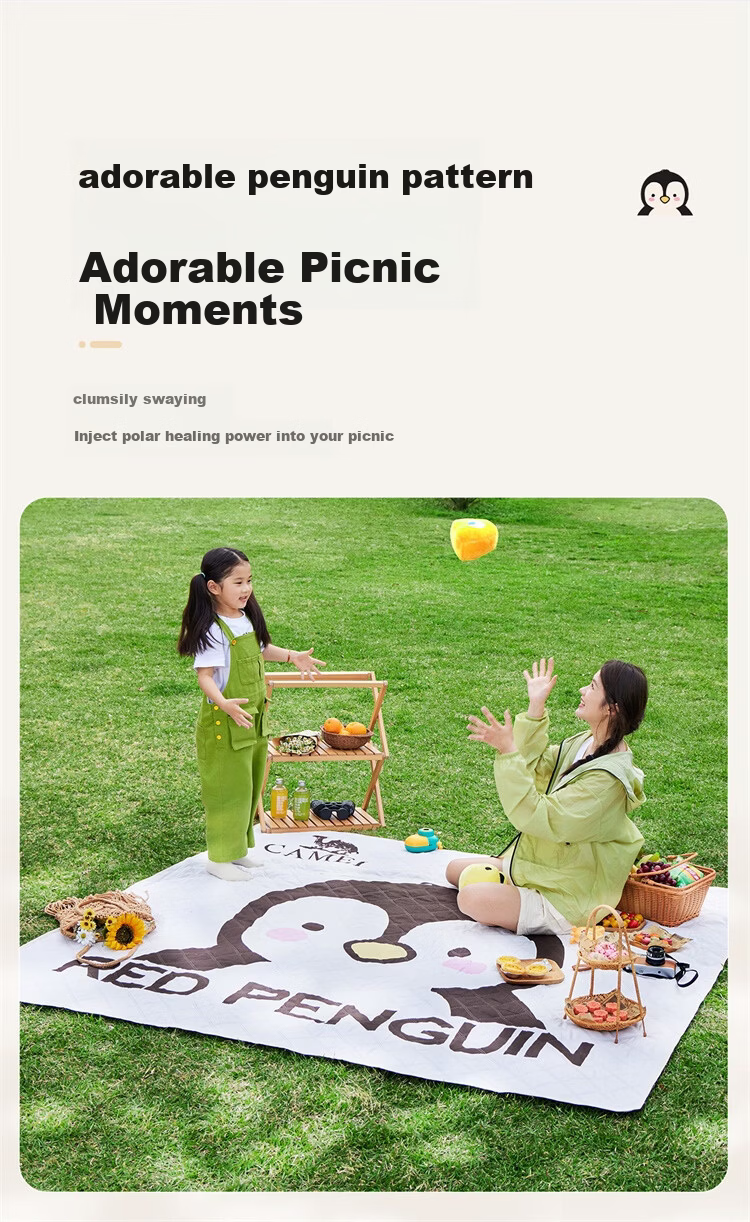 CAMEL Panda Picnic Mat Thickened Tent Moisture-Proof Mat Ludo Children's Spring Outing Mat Off-White P644 Ground Sleeping Mat 5