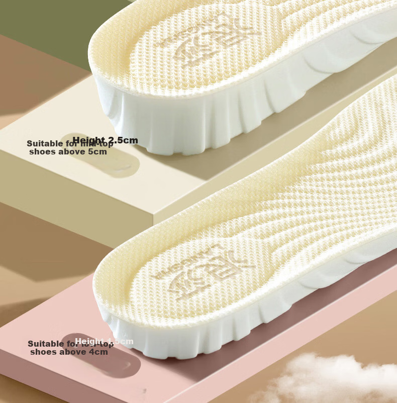 Langsha Invisible Height Increasing Insoles Soft Shock Absorption Sweat-Absorbing Odor-Resistant Breathable Unisex Height Boosting Pads 2.5cm Size 43-44 12