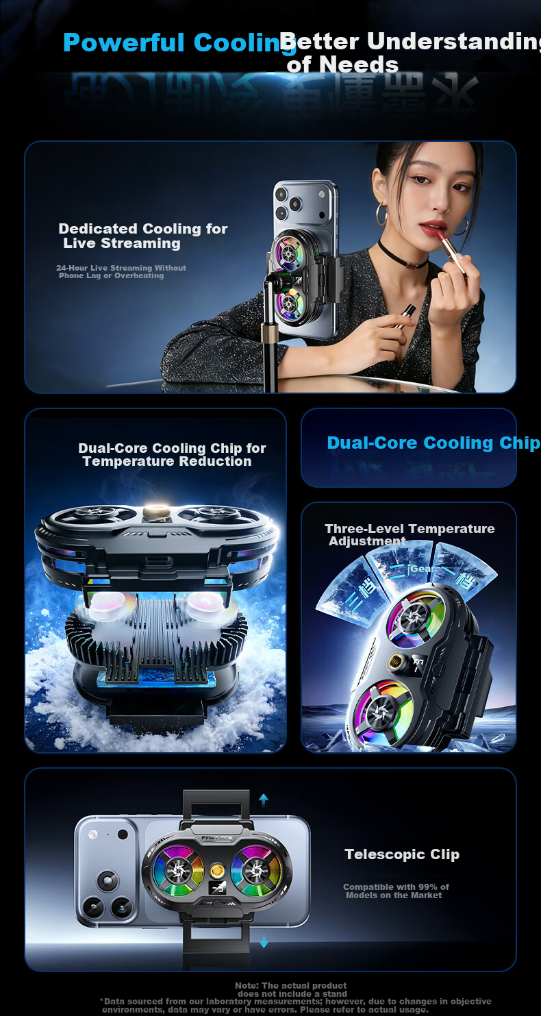 STEK Dual-Core Cooling | Smart AI Temperature Control Mobile Phone Cooler Live Streaming Cooling Device Semiconductor Cooling Back Clip for Apple iPhone 17 3