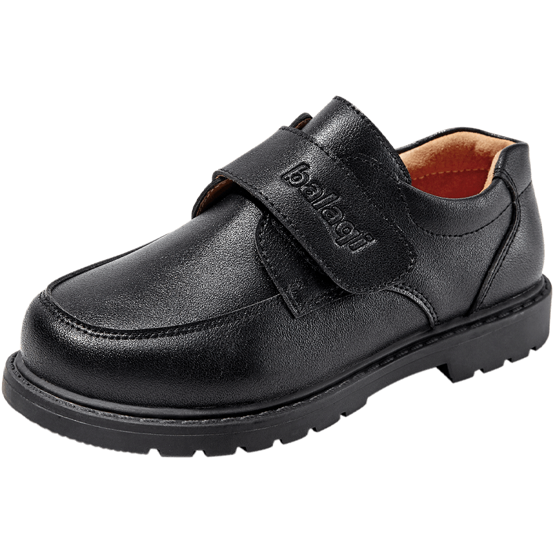 Balaqi Boys Classic College Style Black Leather Shoes Spring Autumn Performance Soft Sole BL3355 Black Size 29