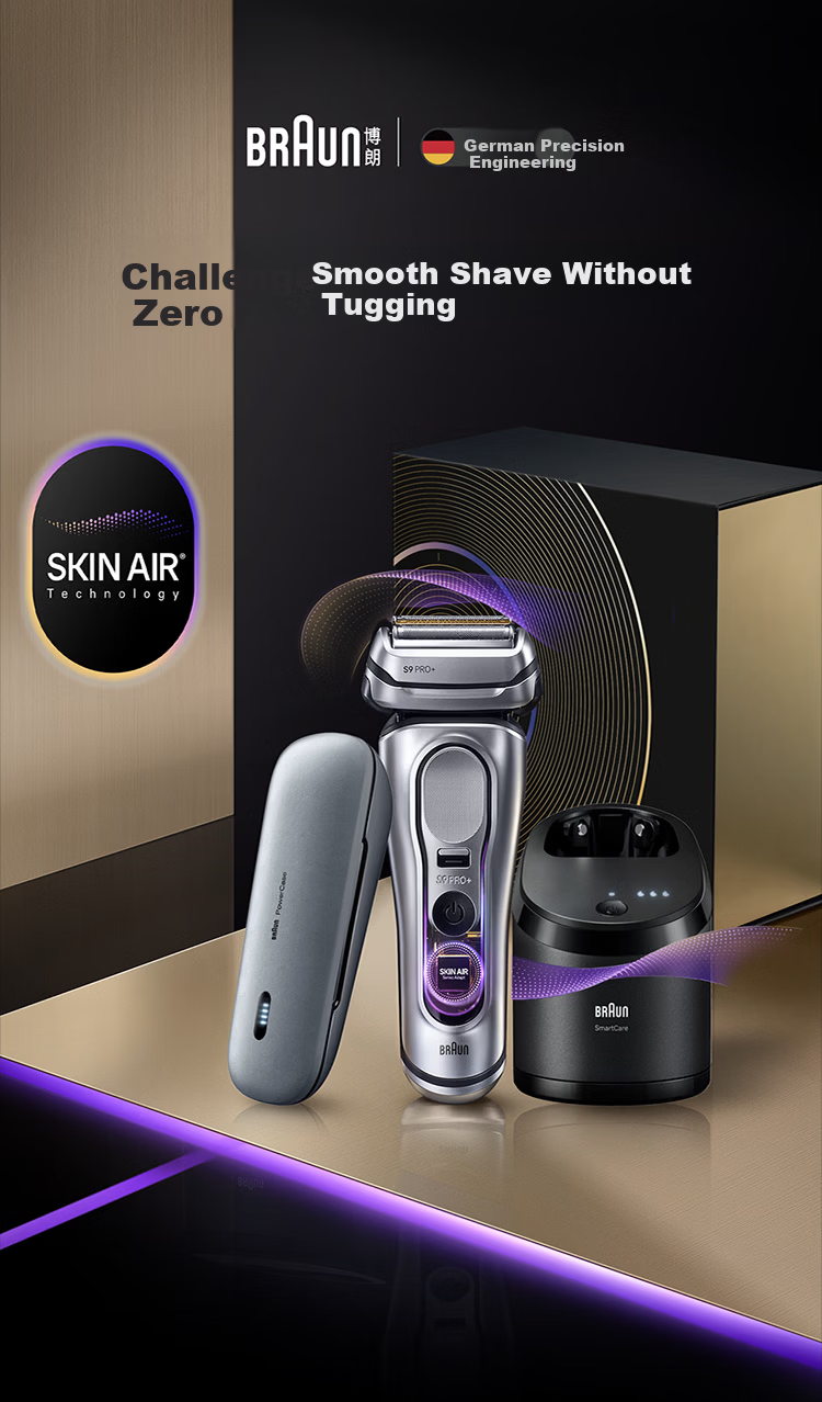 Braun Series 9 Peak Edition 2.0 Cleaning Care Center Portable Cordless Electric Shaver Foil Razor Reciprocating Shaver Gift for Husband Boyfriend 1