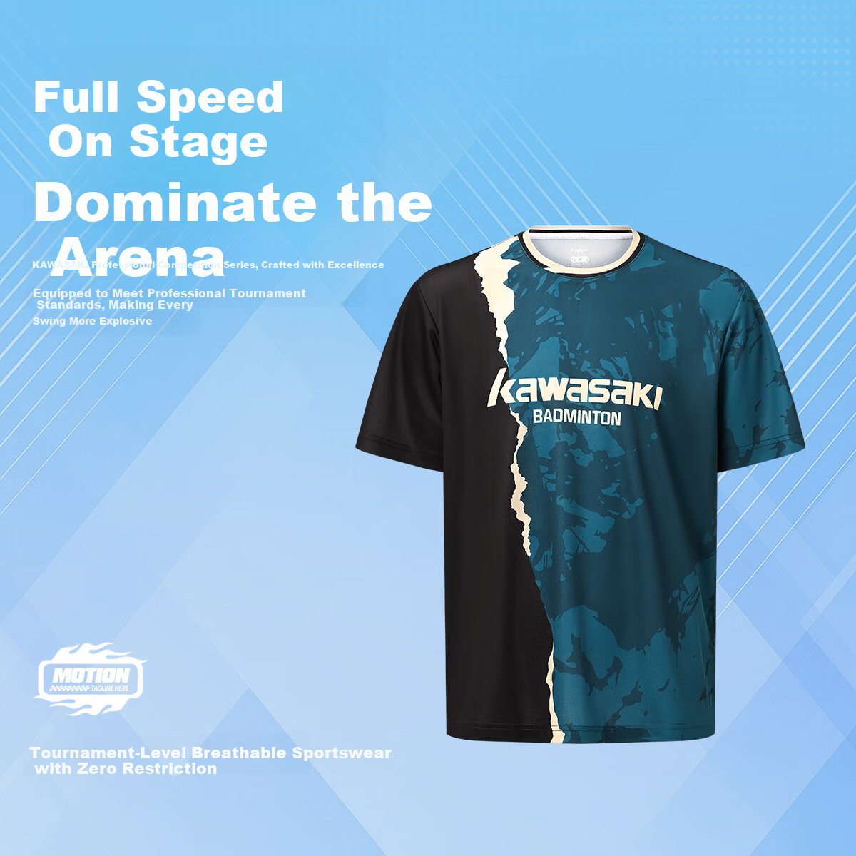 KAWASAKI Men's Badminton Shirt Short Sleeve T-Shirt Competition Training Navy Blue S
