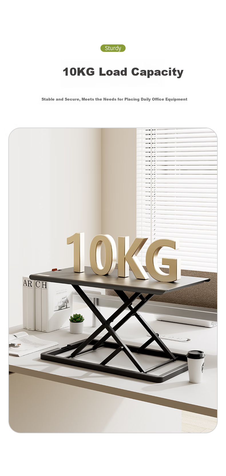 Deli KF105 Metal Adjustable Standing Desk Computer Desk Standing Workstation Adjustable Computer Stand 6