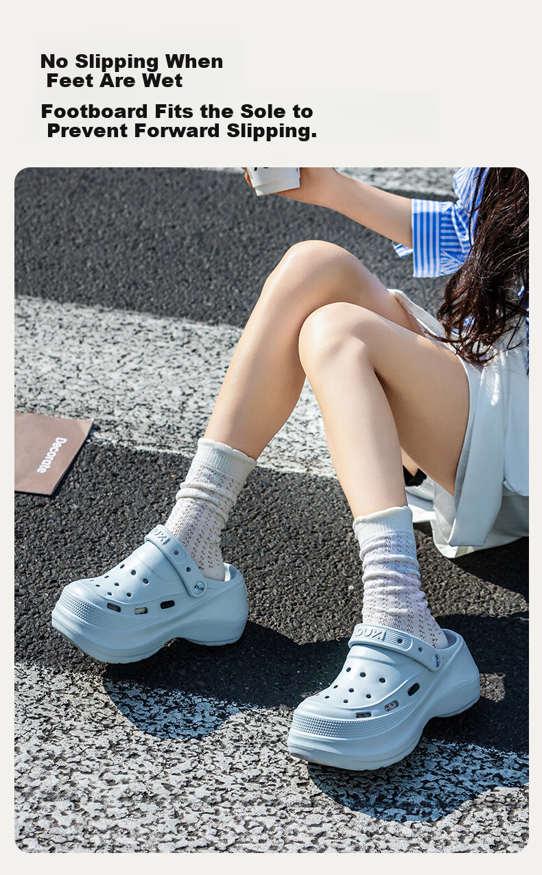 Puxi Women's Thick Sole EVA Slip-On Summer Clogs Non-Slip Odor-Resistant Cloud White Sandals Size 33-34 8