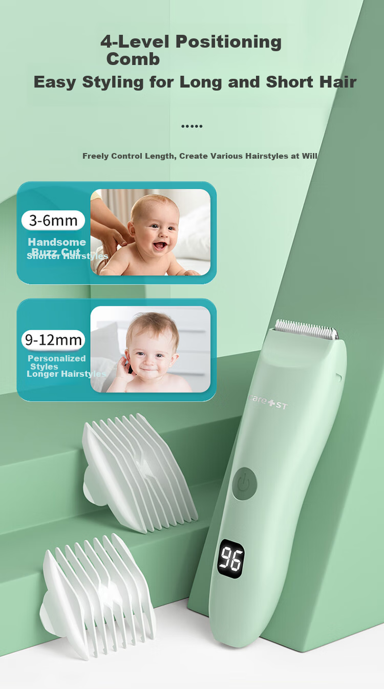 Care1st Baby Hair Clipper for Home Use 0-3 Years, Gentle on Scalp, Quiet Hair Trimmer, Newborn Hair Shaving Electric Clippers 9