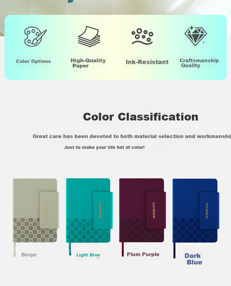 HERO A5 Business Notebook Magnetic Buckle Pen Holder Thickened Hard Cover Leather High-End Gift Meeting Office Stationery Lined Tearable Diary Journal 1