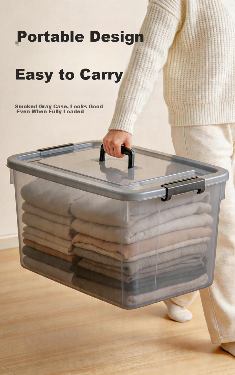 JD Jingzao Large Clothes Storage Box Plastic Toy Storage Cart Car Trunk Transparent 50L Organizer 5