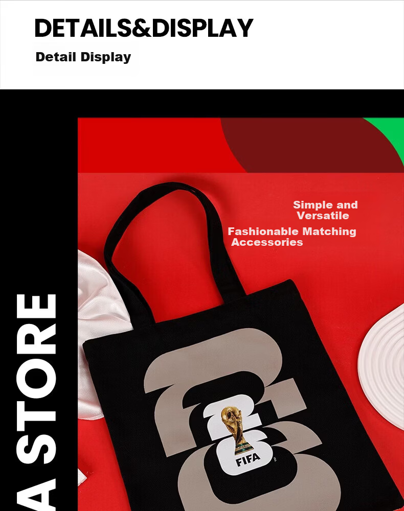 FIFA 2026 World Cup Official Authentic Trophy Pattern Casual Fashion Canvas Bag Gift Souvenir 3