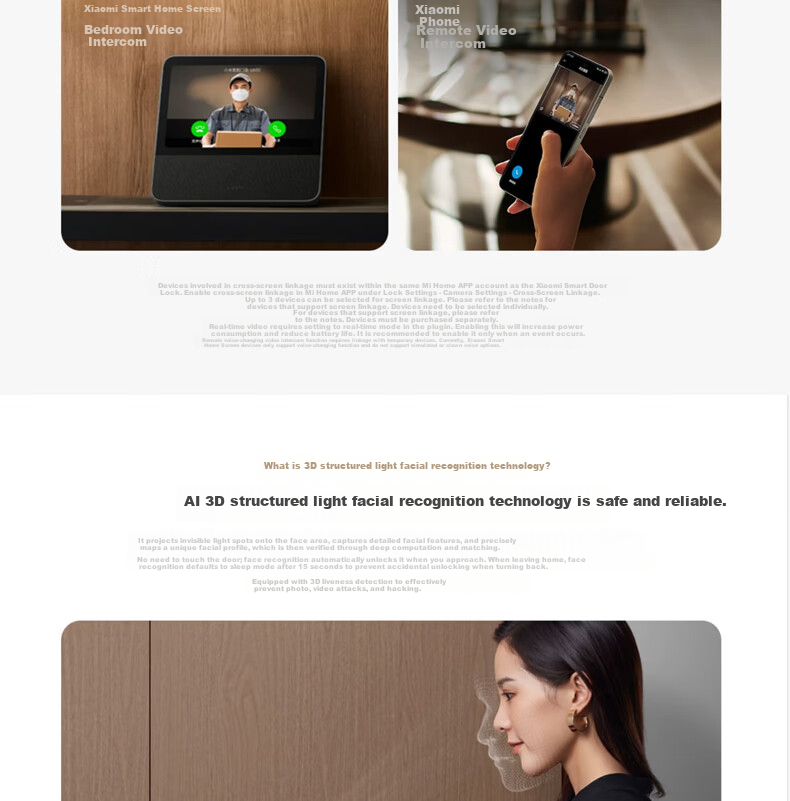 MI Xiaomi Smart Door Lock G500 Face Recognition Password Fingerprint Home Smart Lock Xiaomi Door Lock 5