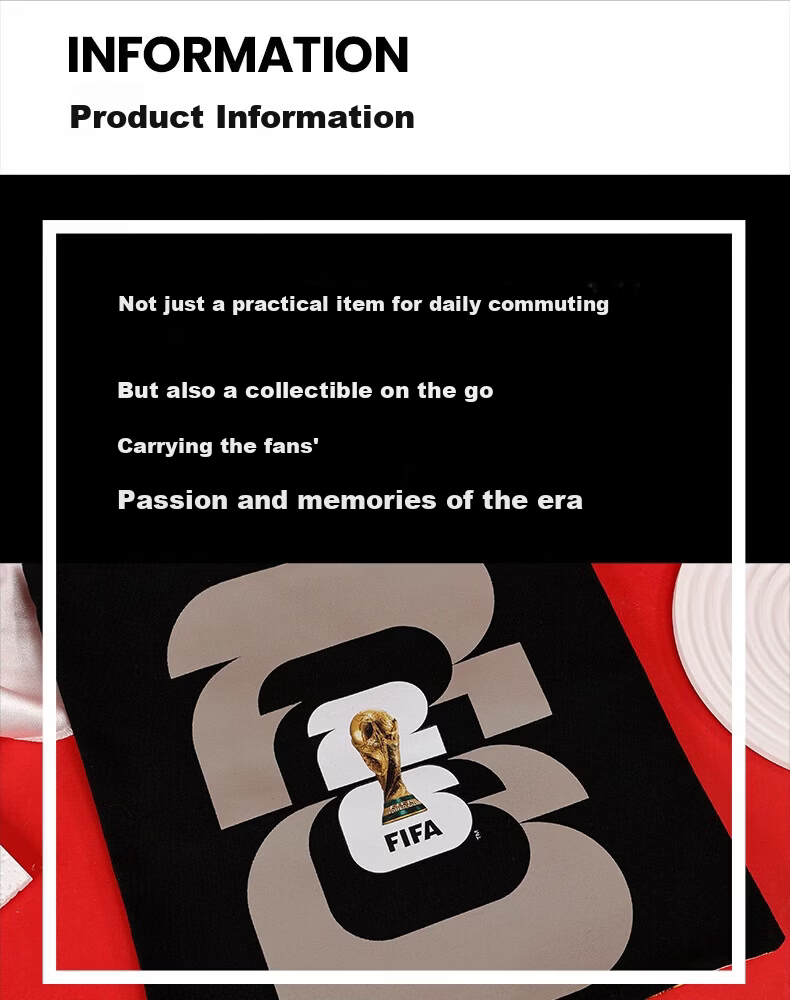 FIFA 2026 World Cup Official Authentic Trophy Pattern Casual Fashion Canvas Bag Gift Souvenir 9