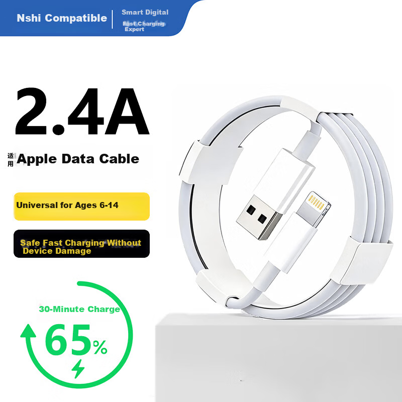 2.4A Fast Charging Data Cable Compatible with Apple iPhone 14/13 Pro Max/12/11/XsR/8/7/6, iPad, Car USB Charger Cable 2M