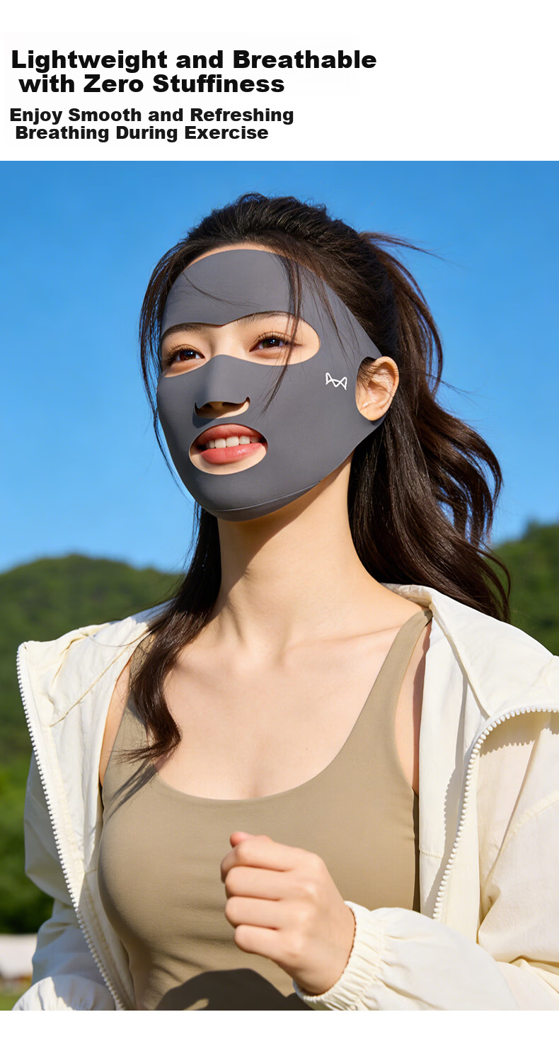 Miiow Full Face Sunscreen Mask for Women UV Protection Summer Sports Breathable Running Sunshade Face Bikini with Mouth and Nose Coverage 7