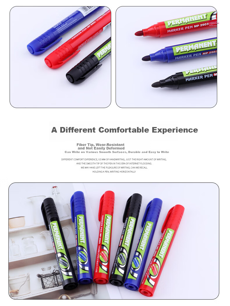 BAOKE White Oil-Based Marker Pen Quick-Dry Waterproof Oil Marker Logistics Marker Pen Durable Ink Student Office Stationery 12pcs/Box MP2907 11
