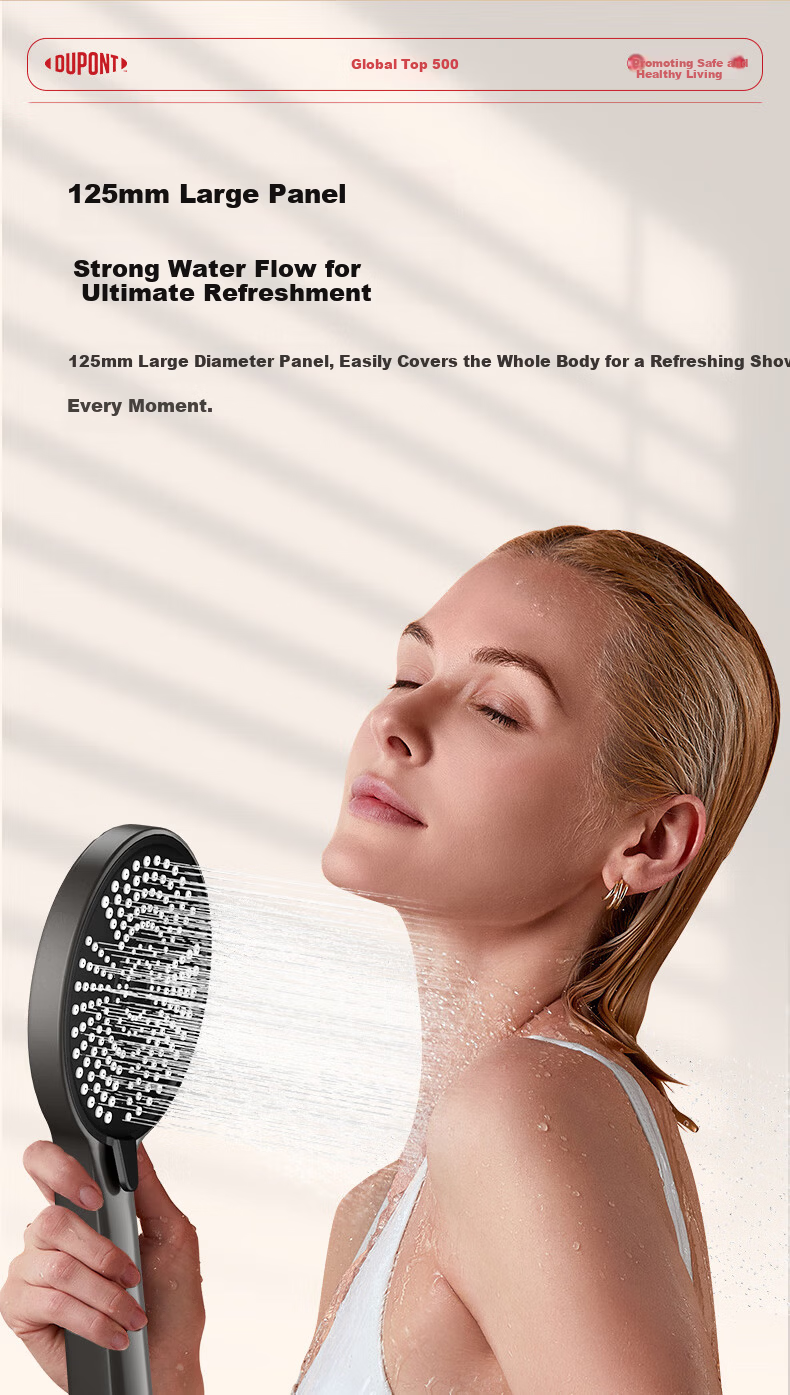 DU PONT Fortune Global 500 Large Panel Pressurized Handheld Shower Head 6