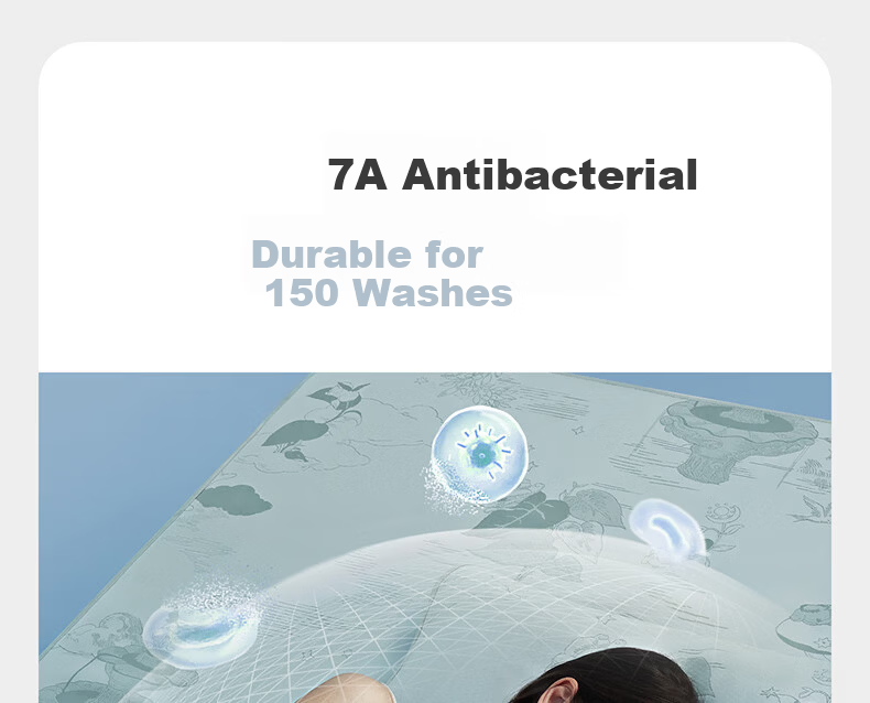 Babycare Adult Antibacterial Cooling Mat Baby Breathable Large Size Whale Party Green with Pillowcase 200×180CM 9