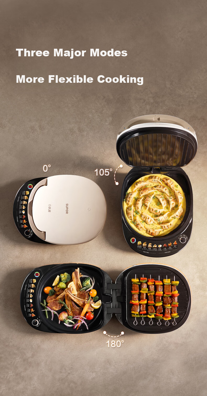 SUPOR Electric Griddle 0 Fluorine Titanium Ceramic Removable Upper and Lower Plates Double-Sided Heating Pancake Maker Breakfast Grill Antibacterial Coating JJ30RQ810 15