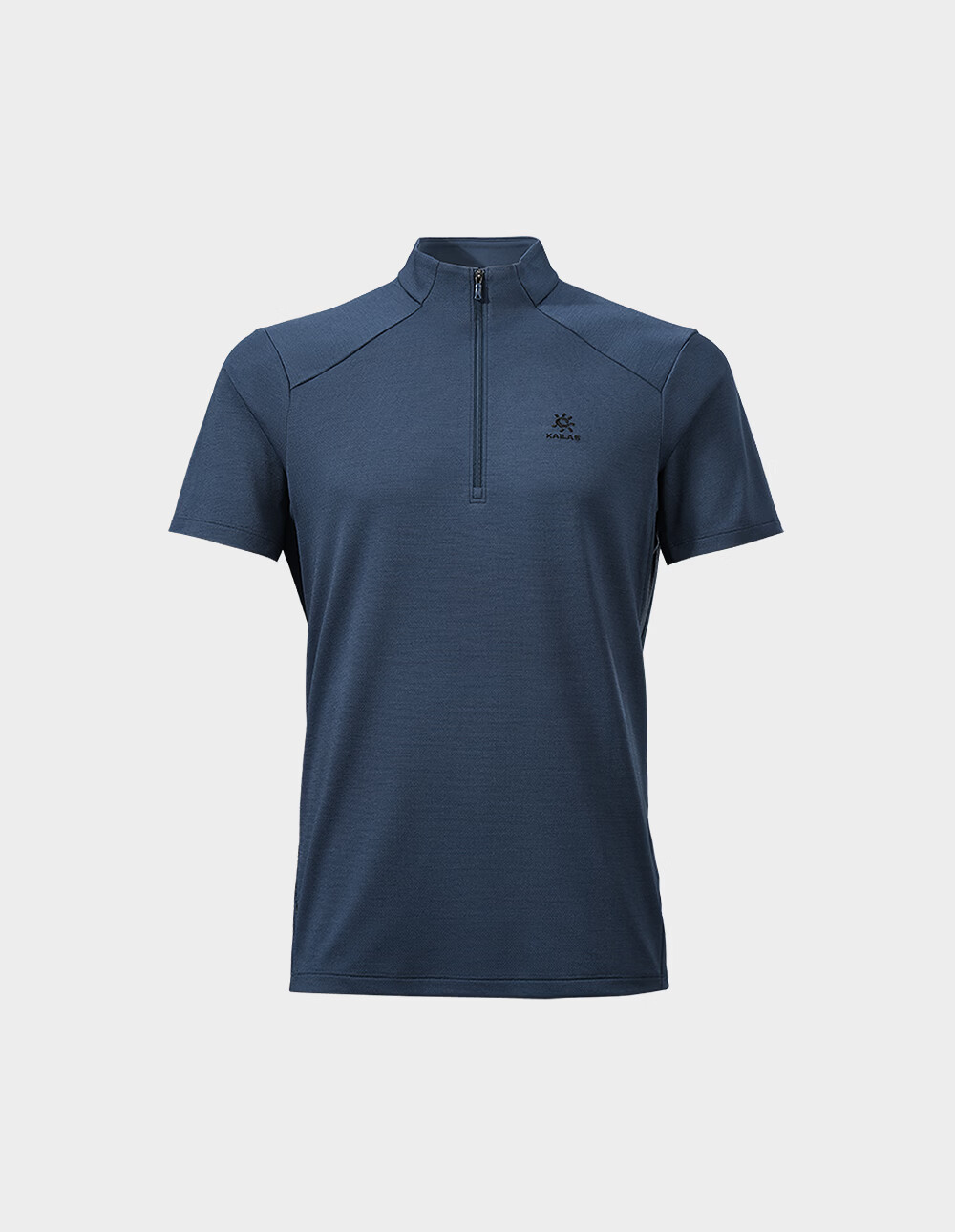 KAILAS Kailas Men's Half-Zip Functional Short Sleeve T-Shirt Outdoor Hiking Breathable Spliced Wool High Collar Quick-Dry Shirt 1