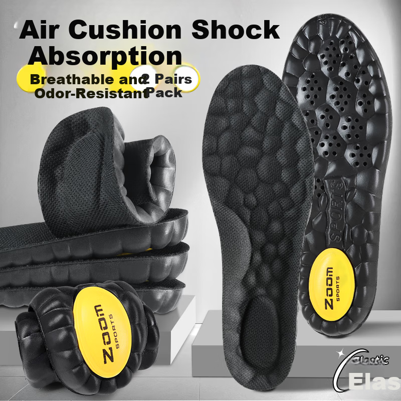 Zusheng 2 Pairs Men's Sports Insoles Sweat-Absorbing Comfortable Shock-Absorbing Thickened Running Military Training High-Elastic Breathable Anti-Fatigue Insoles