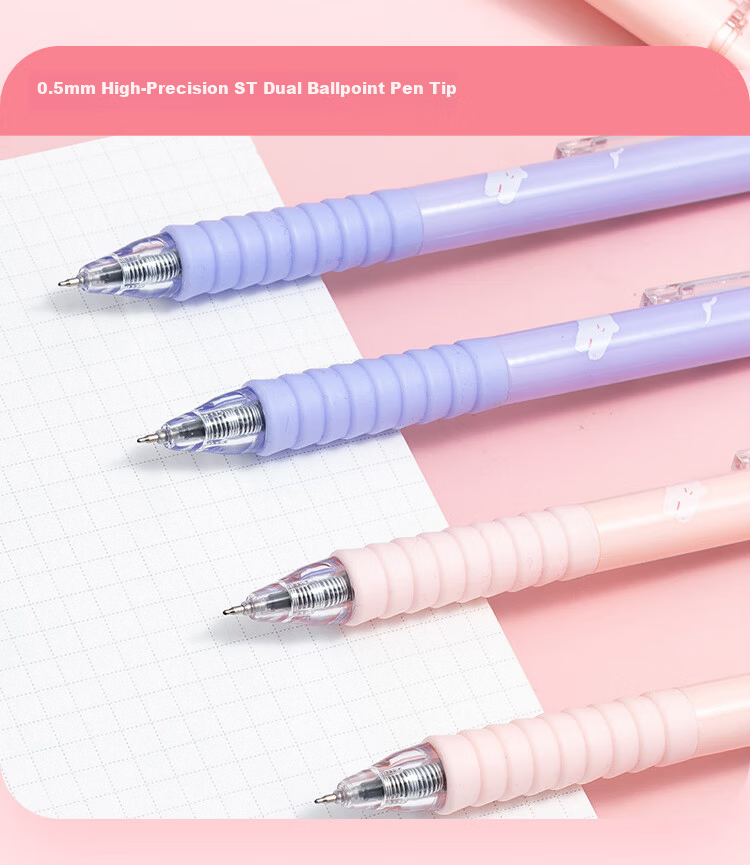 JD Jingdong Jingzao Ergonomic Posture Retractable Gel Pen Black 0.5mm 6-Pack Dual Ballpoint Tip Student Exam Writing Pen Soft Protective Sleeve JD1041 9