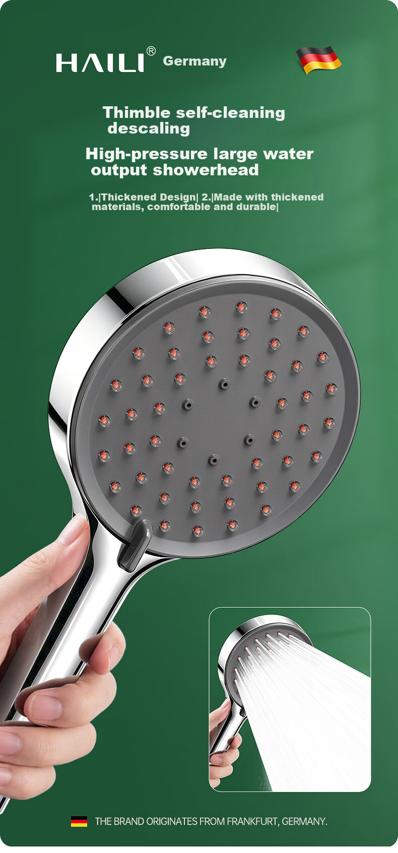 Haili Large Panel Coarse Hole Shower Head High Pressure Water Boost Bathroom Showerhead ZH261G 1