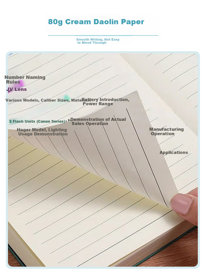 SHENGCHI Premium Minimalist 2026 Vertical Stripe Business Notebook Meeting Journal Memo Book Customizable Logo Single A5 (240 Pages) Turquoise Blue 3