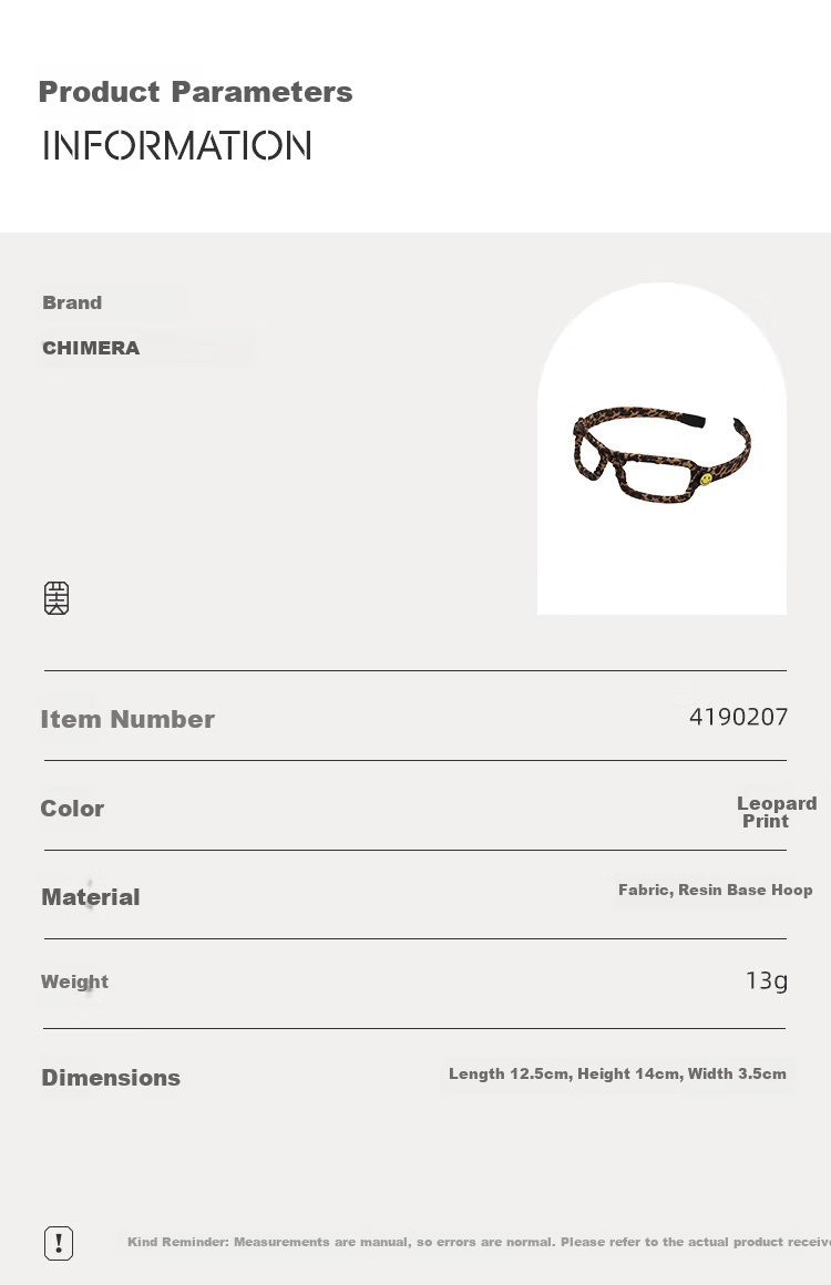 CHIMERA Leopard Print Glasses Headband High Crown Face Slimming Versatile Hair Hoop Hair Clip 6.1 Children's Day Gift 2