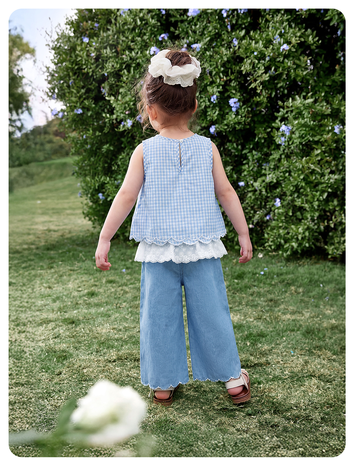 JELLYBABY French Lace Sleeveless Fashion Set New Summer Girls' Vest/Strap Top + Long Pants for Older Kids 15