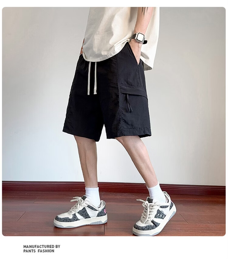 GENIOLAMODE Semir Group Men's Korean Style Loose Casual Lightweight Breathable Five-Point Ice Silk Quick-Dry Versatile Drawstring Shorts 10