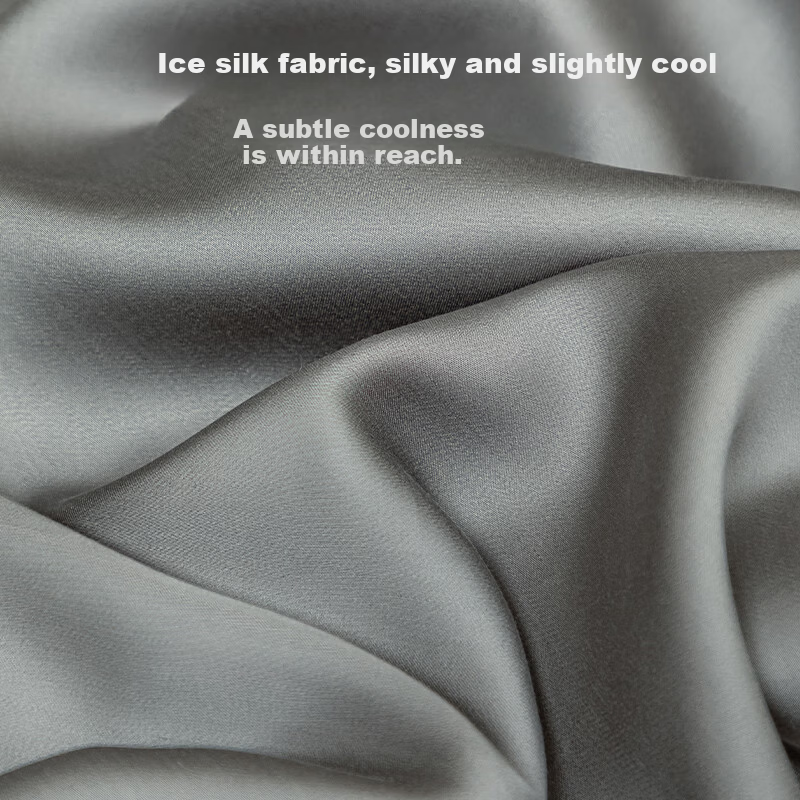 HLA Class A Washed Ice Silk Embroidered Luxury Imitation Silk Summer Bedding Set 4-Piece Space Silver Standard