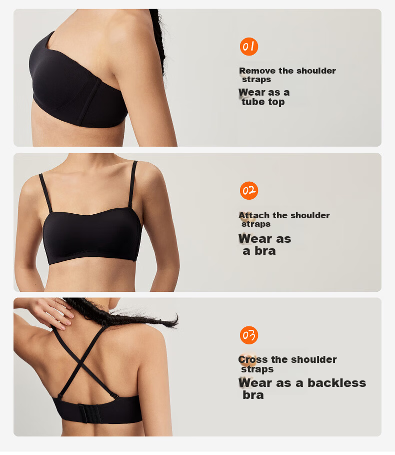 NEIWAI Orange Label Zero Sensitivity Strapless Anti-Slip Fixed Cup Bra Women's Soft Comfortable Durable Wireless Bra 8