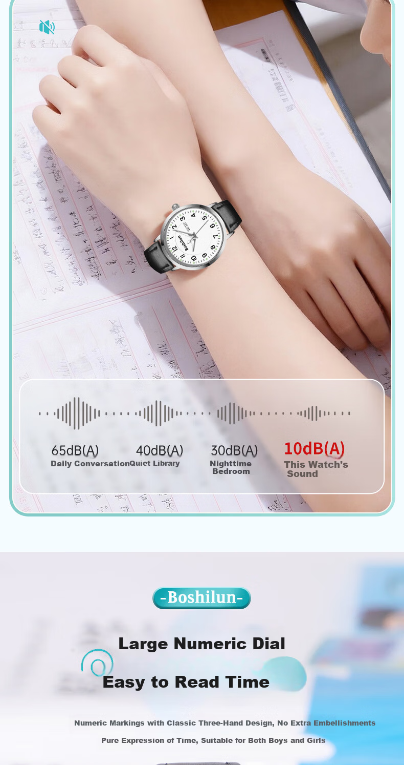 Bausch & Lomb Silent Quartz Sports Watch for High School Students, Unisex Kids Time-Only Exam Watch 5