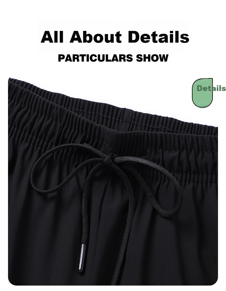 ROMON Men's Summer Ice Silk Thin Loose Casual Sports Quick-Dry Straight Five-Point Shorts 5018 Black L 13