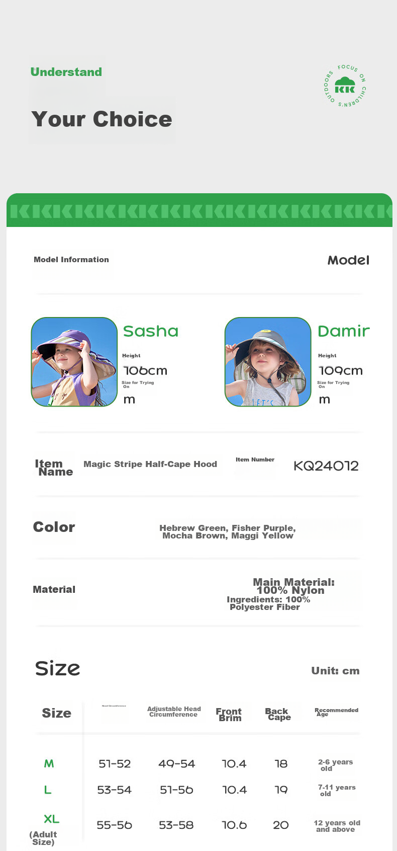 Kocotree Children's Sun Protection Hat, Open-Top Fisherman Hat, Boys' Sun Hat, Baby Cap, Wide-Brimmed Shawl 20