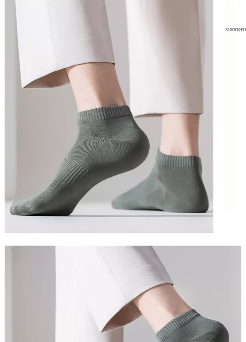 Mian Shisan Men's Cotton Short Socks Spring Summer Thin Mesh Breathable Antibacterial Odor-Resistant White Low-Cut Ankle Socks 6 Pairs Pack 3