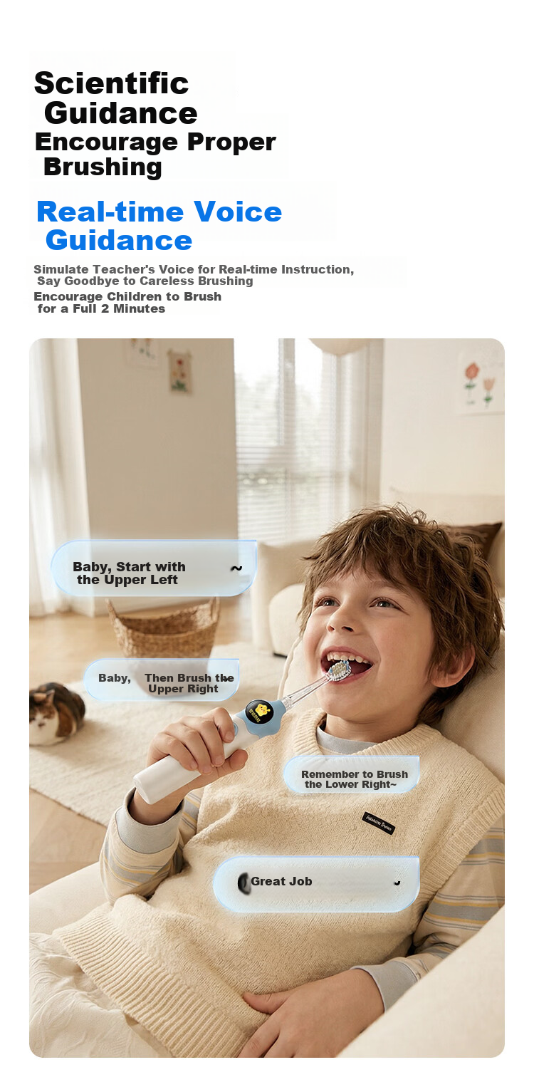 JD Jingzao Kids Electric Toothbrush K5 Real-time Missed Brushing Reminder APP Connectivity Designed for Children Ages 3-16 Birthday Children's Day Gift Quiet Blue [Price Guarantee 618] 3