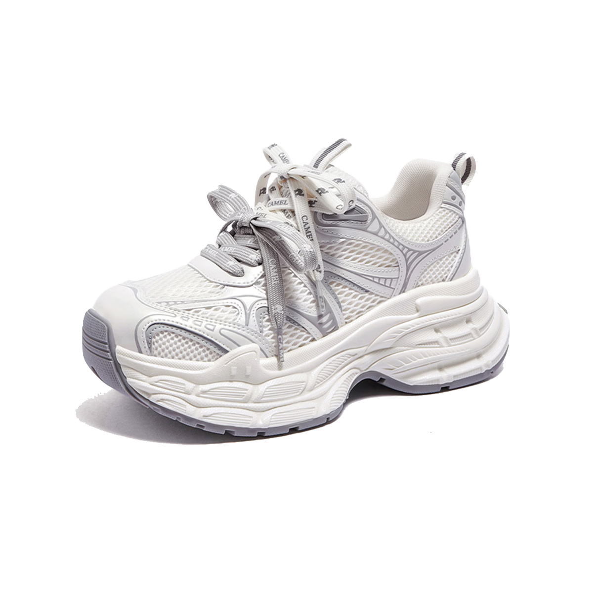 CAMEL Silver Moon 2+ Dad Shoes Women's Thick Sole Height Increasing Casual Shoes L26A283076 Pearl White 36