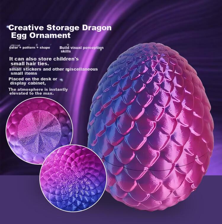 Baili Frost 3D Printed Dragon Egg Dinosaur Egg Toy Ornament Educational Early Learning Toy for Kids Boys and Girls Children's Day Gift 4