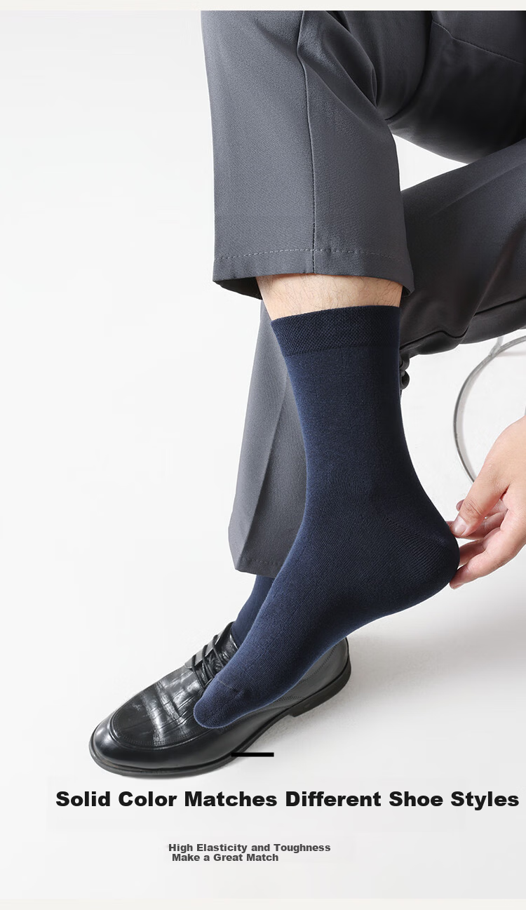Pierre Cardin Men's 10A Antibacterial Pure Cotton Odor-Resistant Business Casual Mid-Calf Socks 5-Pack 9