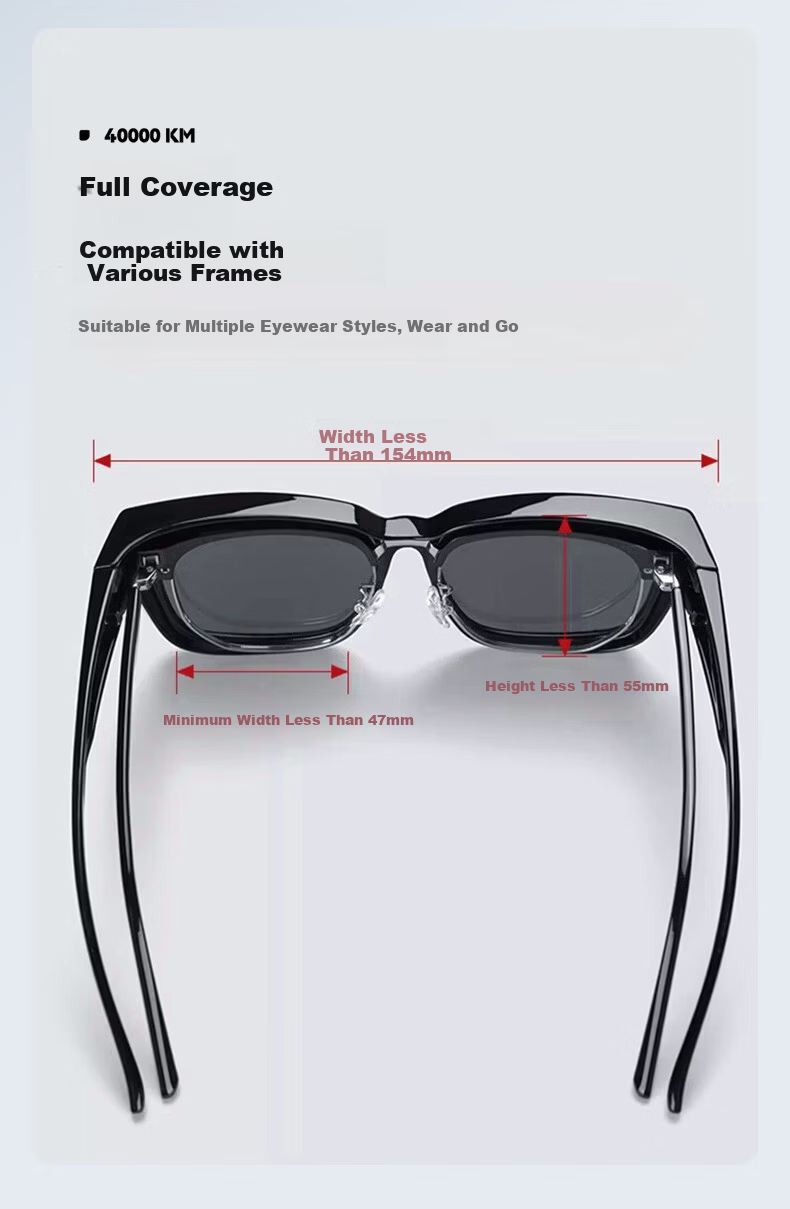 40,000 KM Myopia Clip-On Polarized UV Protection Sunglasses for Men, Driving Special, Compatible with Women's Frames 5