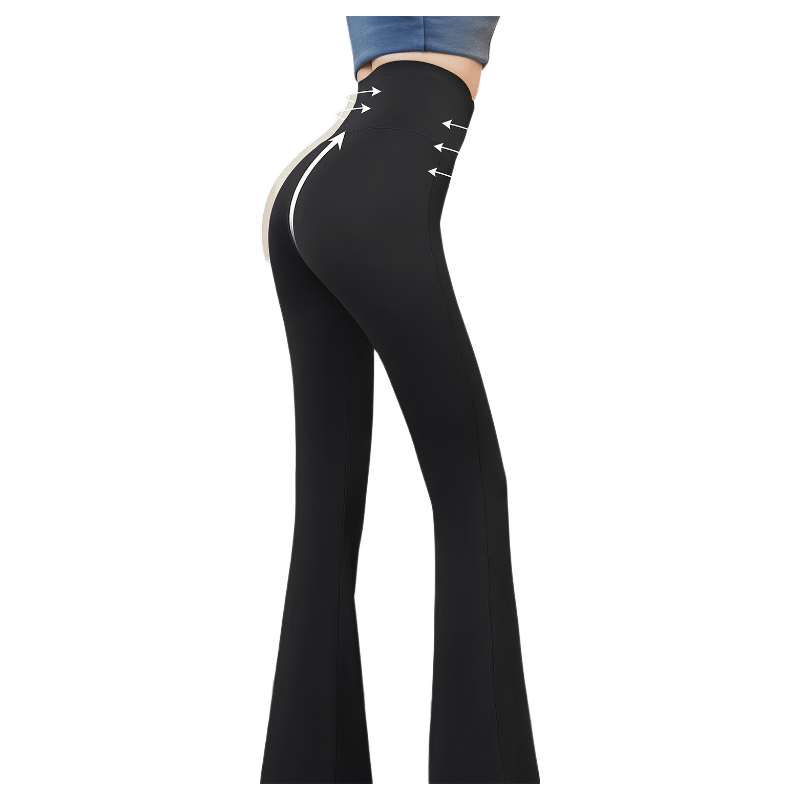 GRACEWELL Women's High-Waist Bootcut Yoga Pants Shaping Black Slim Fit Sharkskin Suit Trousers