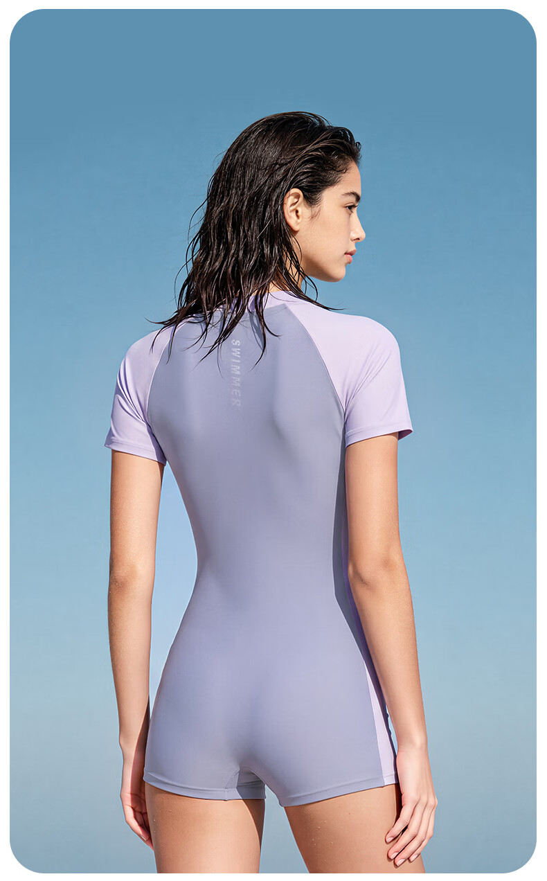 LI-NING Women's Swimsuit 2026 New Youth Middle School Exam One-Piece Square Leg Conservative Swimwear for Older Children 15