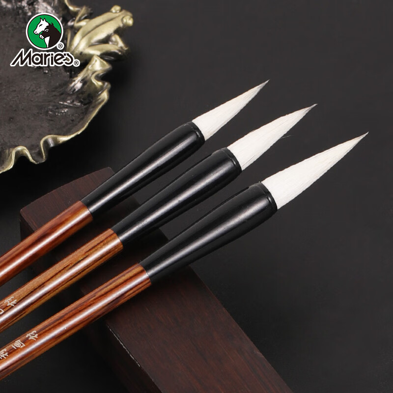 Marie's Baiyun Calligraphy Brush Set of Large, Medium And Small Sizes, Baiyun Goat Hair Brush for Large, Medium And Small Regular Script, Calligraphy, Landscape, Fine Line And Chinese Painting Brushes for Beginners And Students G1333