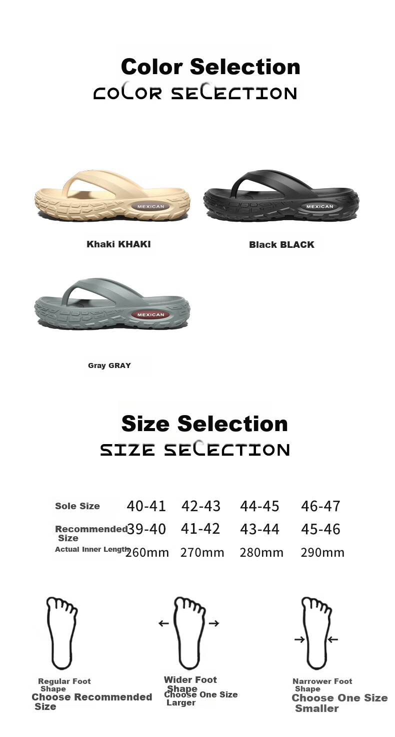 Scarecrow EVA Thick Sole Men's Flip Flops Summer Outdoor Tire Pattern Non-Slip Lightweight Beach Sandals Black Size 44-45 10