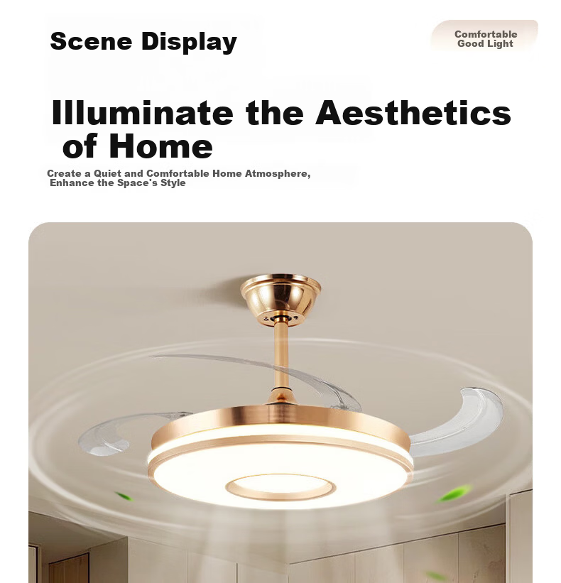 ASUS Lighting American Cree LED Silent Fan Light Modern Gold Invisible Blade Ceiling Fan Light for Dining Room and Bedroom 21