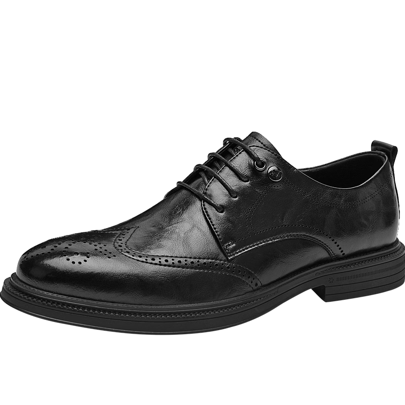 HLA Men's Business Casual Brogue Derby Shoes Autumn Winter HAAPXM2DAO093 Black Size 45