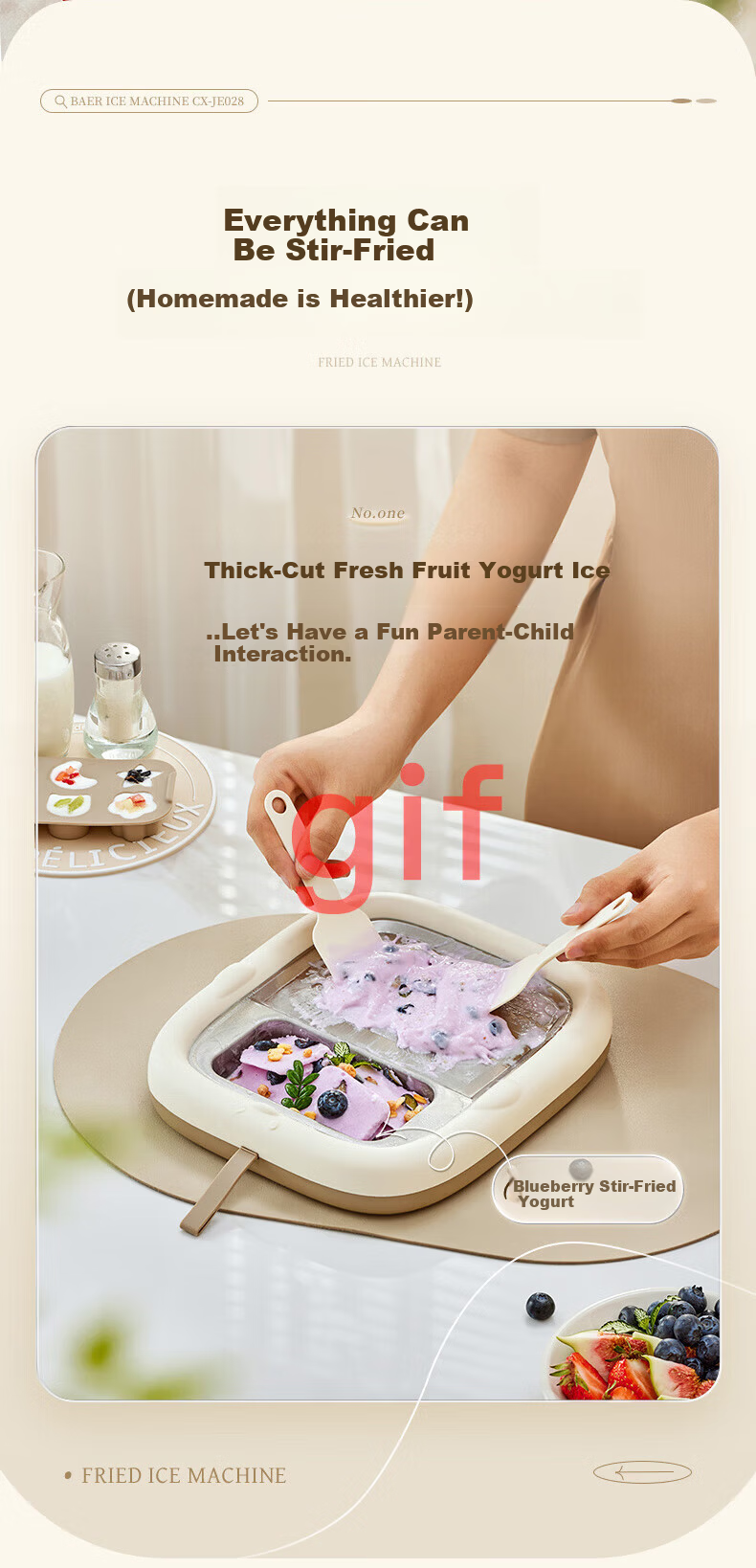 Bear New Upgraded Stir-Fried Yogurt Machine Ice Cream Maker Household Stainless Steel Small DIY Ice Maker with Built-in Ice Storage, No Power Needed 9