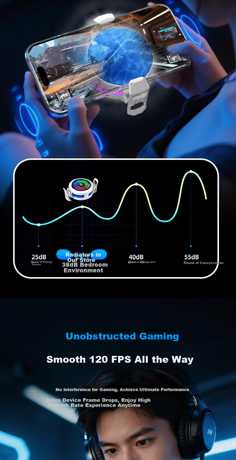 Zhiguozhe Top-Ranked Magnetic Cooling Clip Phone Cooler Semiconductor Cooling Pad for Gaming Live Streaming Compatible with Apple and iQOO 11