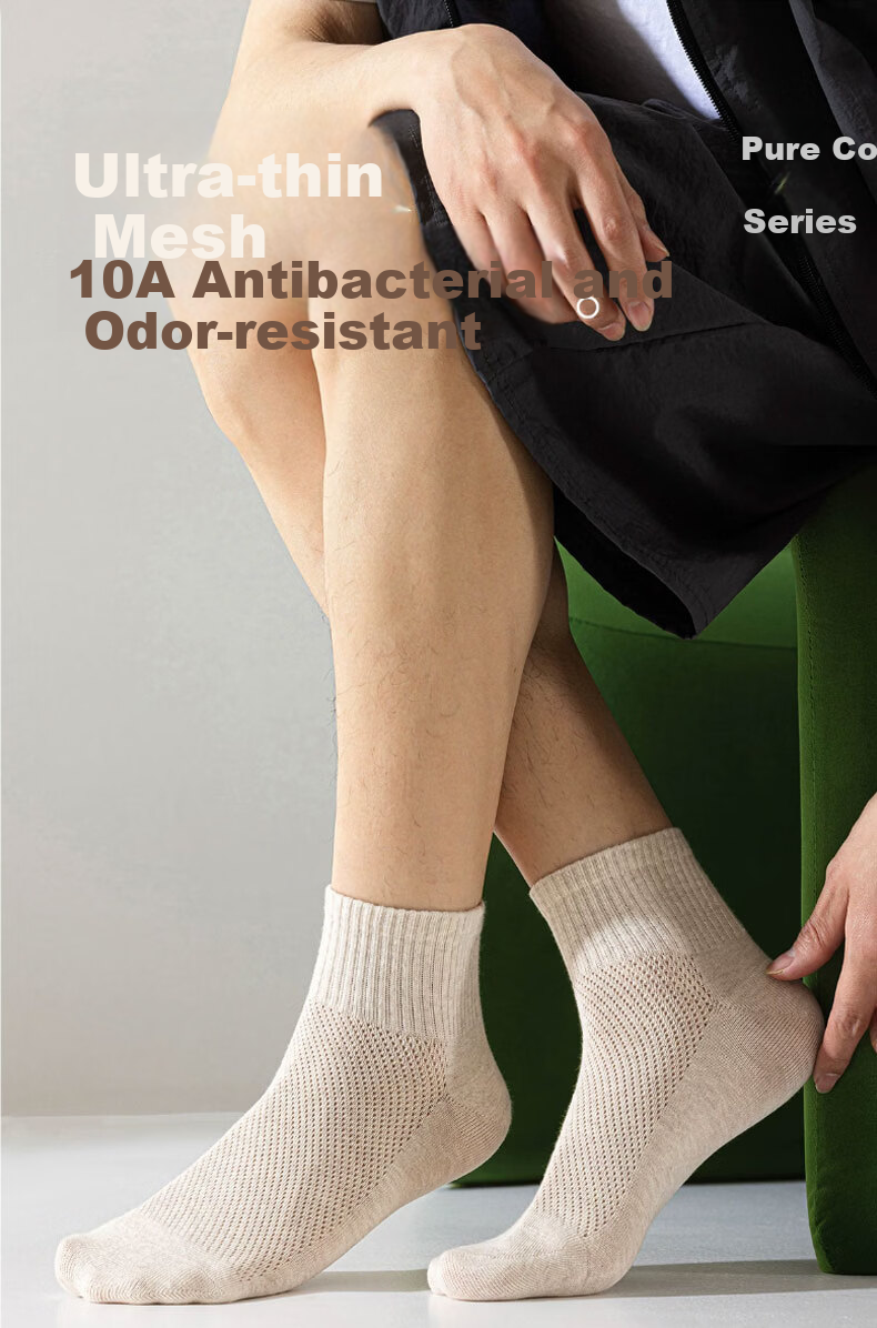 Cotton Thirteen Men's Short Socks Summer Thin Mesh Breathable 100% Cotton Antibacterial Deodorant Youth Low-Cut Socks 6 Pairs 1